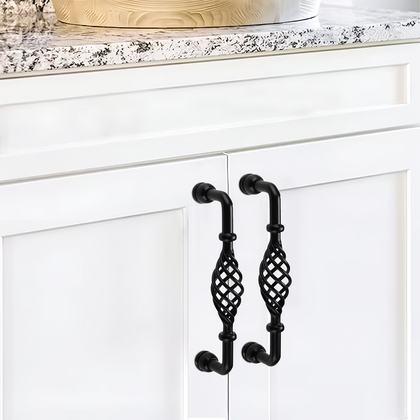 Kitchen Cabinet 96mm Handle Vintage Black Bird Cage Cupboard Pull ~2415