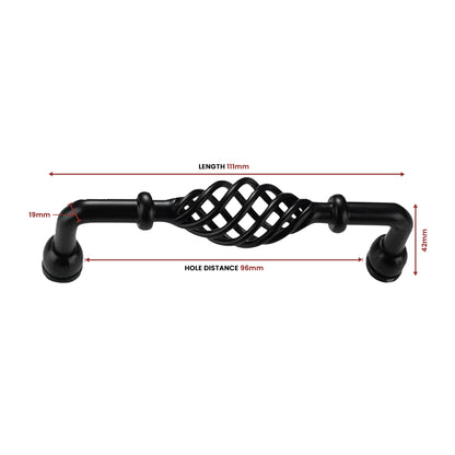 Kitchen Cabinet 96mm Handle Vintage Black Bird Cage Cupboard Pull ~2415