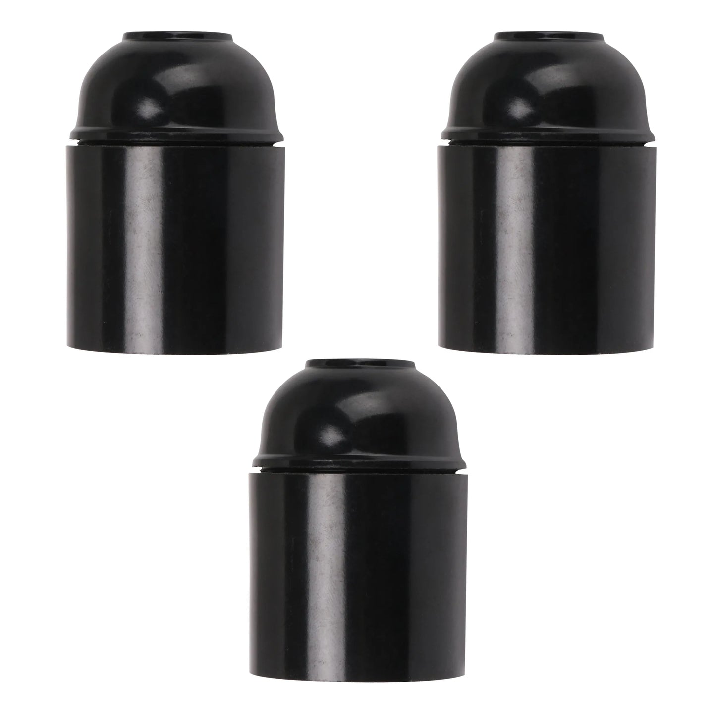 3Pack E27 Light Bulb Pendant Socket Holder,Screw Black Plastic Lamp holder~4386