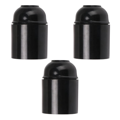 3Pack E27 Light Bulb Pendant Socket Holder,Screw Black Plastic Lamp holder~4386
