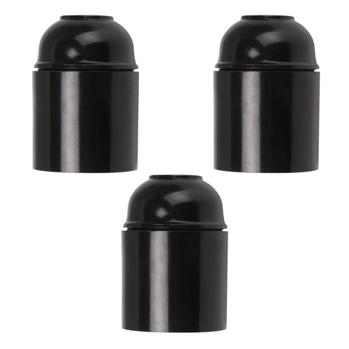 3Pack E27 Light Bulb Pendant Socket Holder,Screw Black Plastic Lamp holder~4386