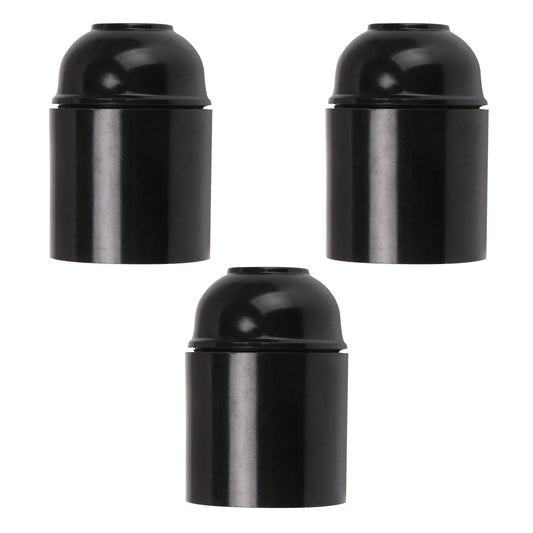 3Pack E27 Light Bulb Pendant Socket Holder,Screw Black Plastic Lamp holder~4386