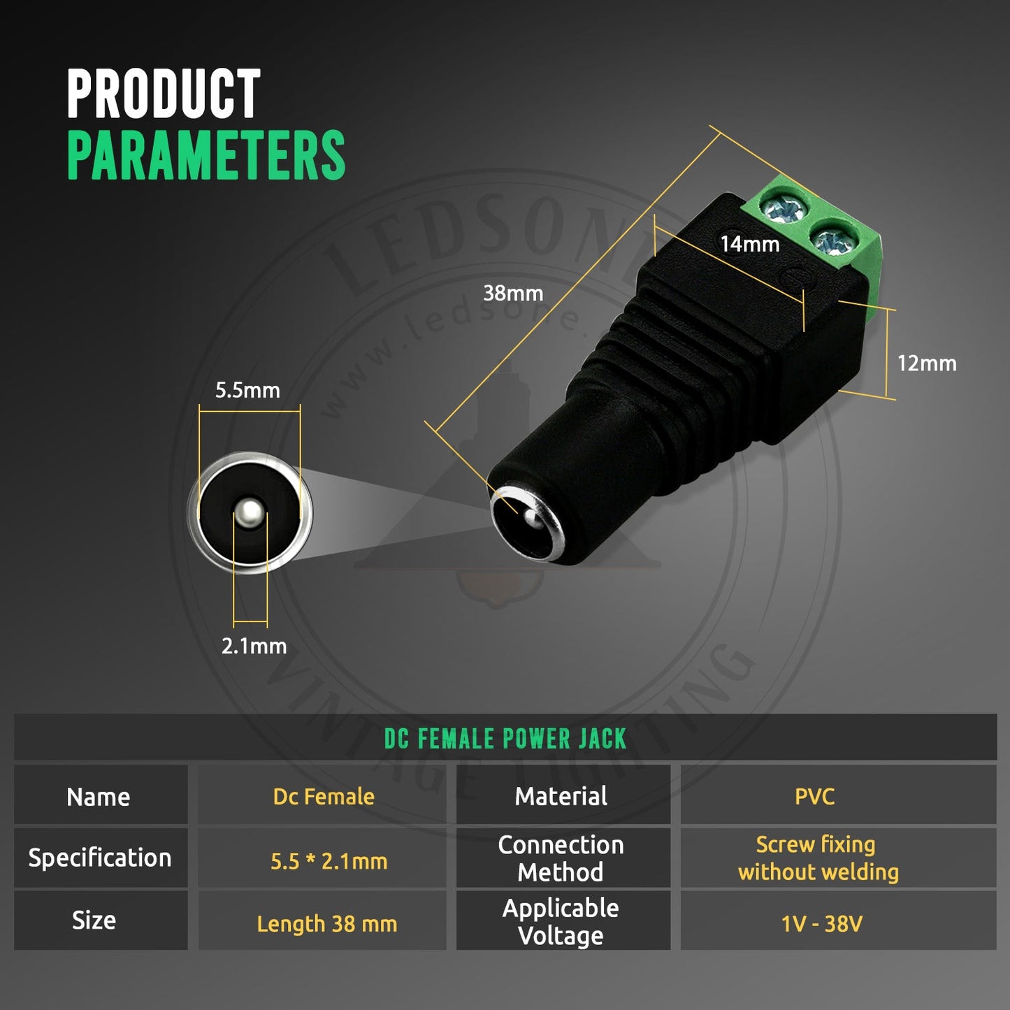 DC Power Connector Female Jack Connector Plug Adapter~4092