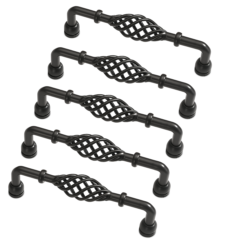 Kitchen Cabinet 96mm Handle Vintage Black Bird Cage Cupboard Pull ~2415