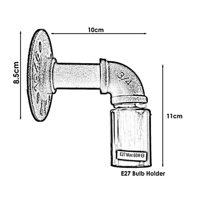 Grey Water Pipe Wall Lamp Industrial style single wall light fitting~1528