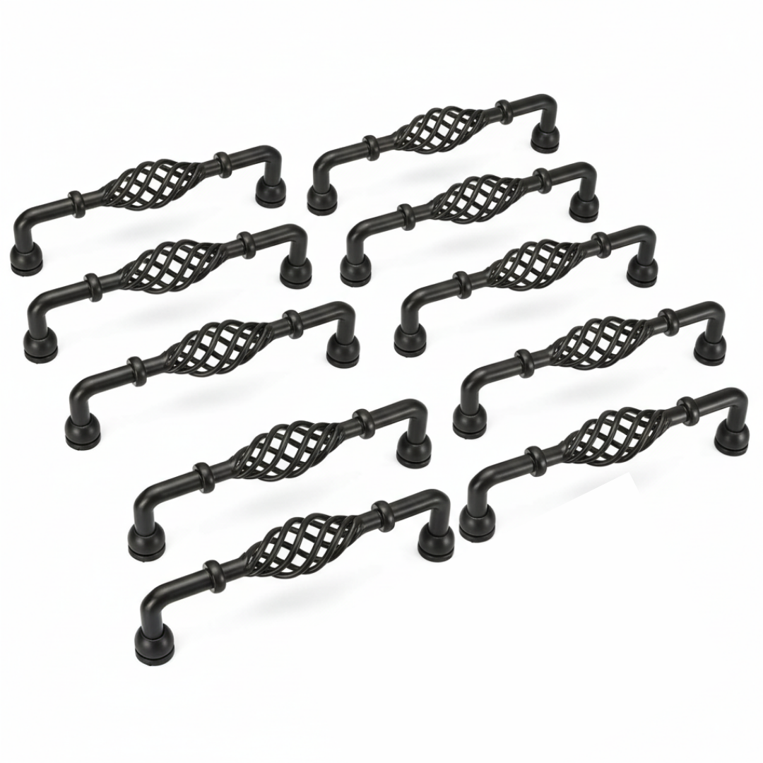 Kitchen Cabinet 96mm Handle Vintage Black Bird Cage Cupboard Pull ~2415