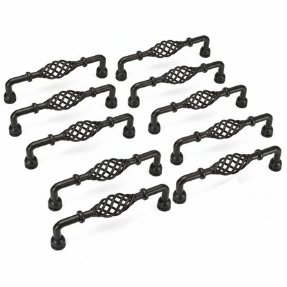 Kitchen Cabinet 96mm Handle Vintage Black Bird Cage Cupboard Pull ~2415