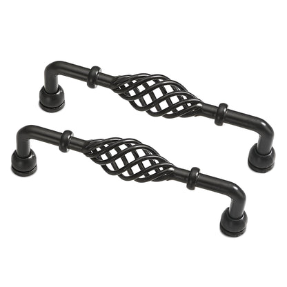 Kitchen Cabinet 96mm Handle Vintage Black Bird Cage Cupboard Pull ~2415