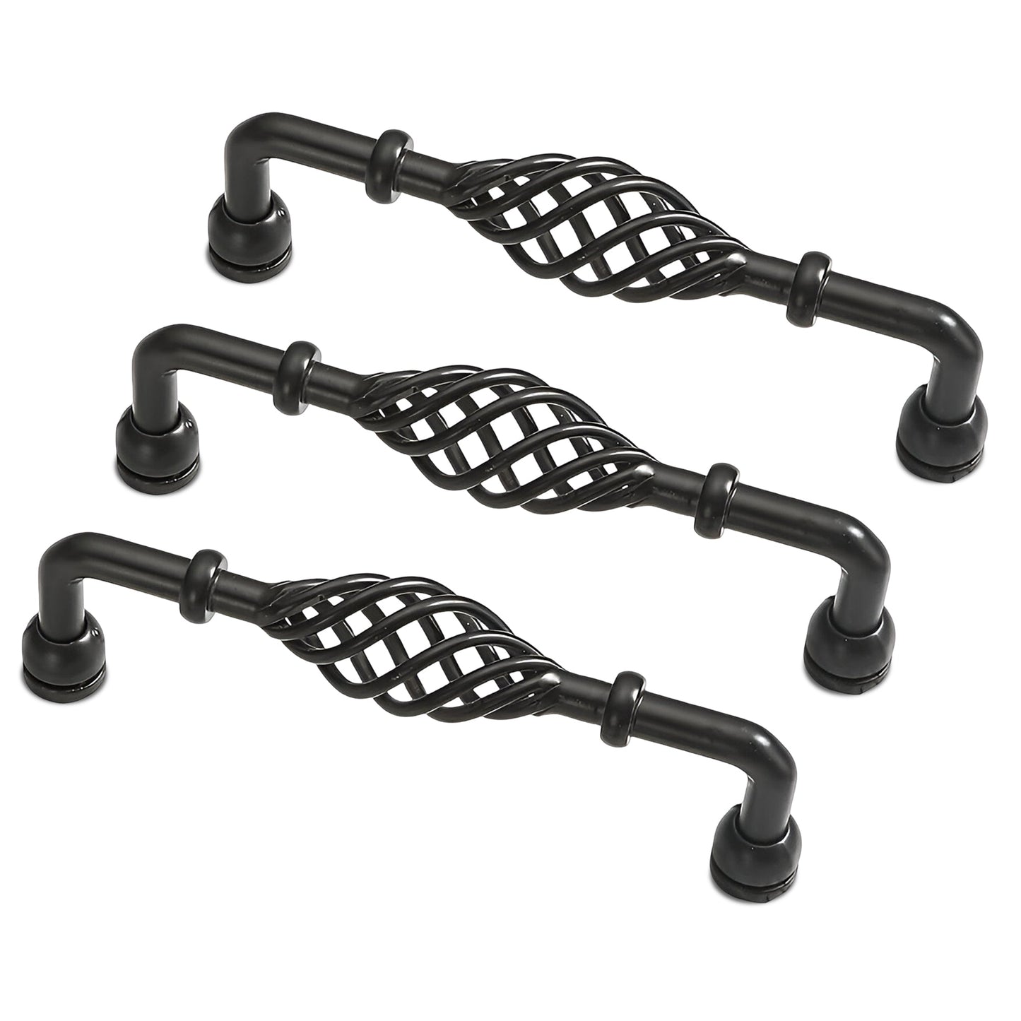 Kitchen Cabinet 96mm Handle Vintage Black Bird Cage Cupboard Pull ~2415